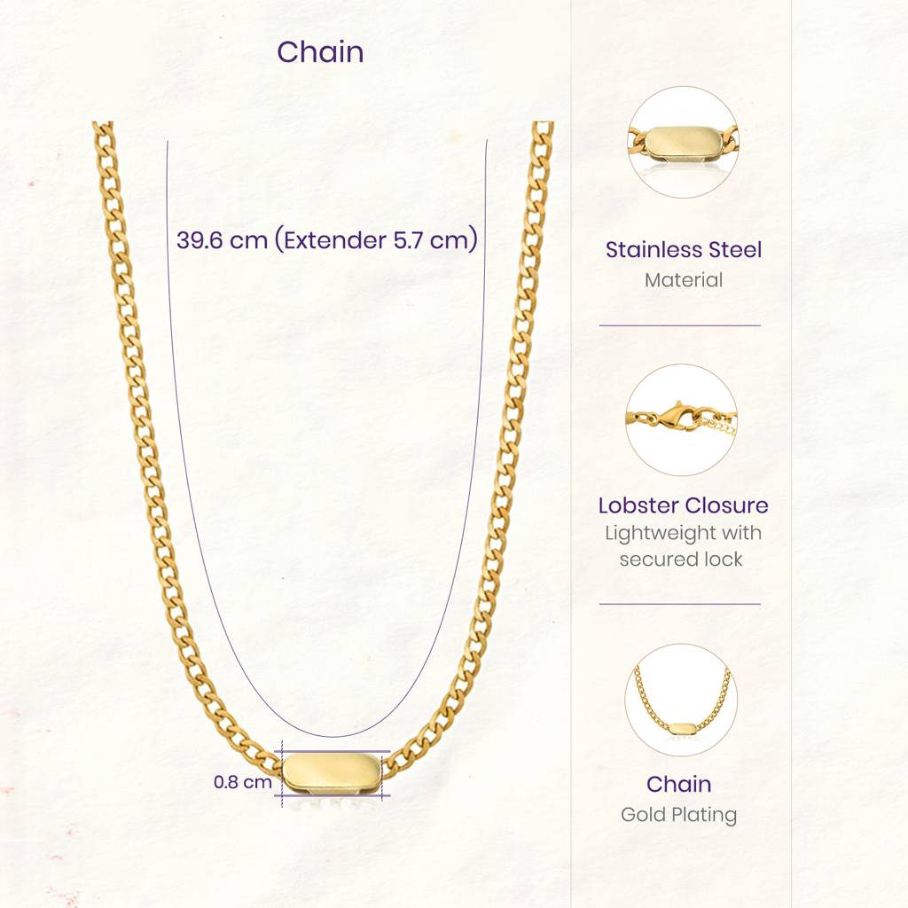 Gold Plated Cuban Link Chain Necklace Fashion Jewellery For Men & Boys : PX9CH181G
