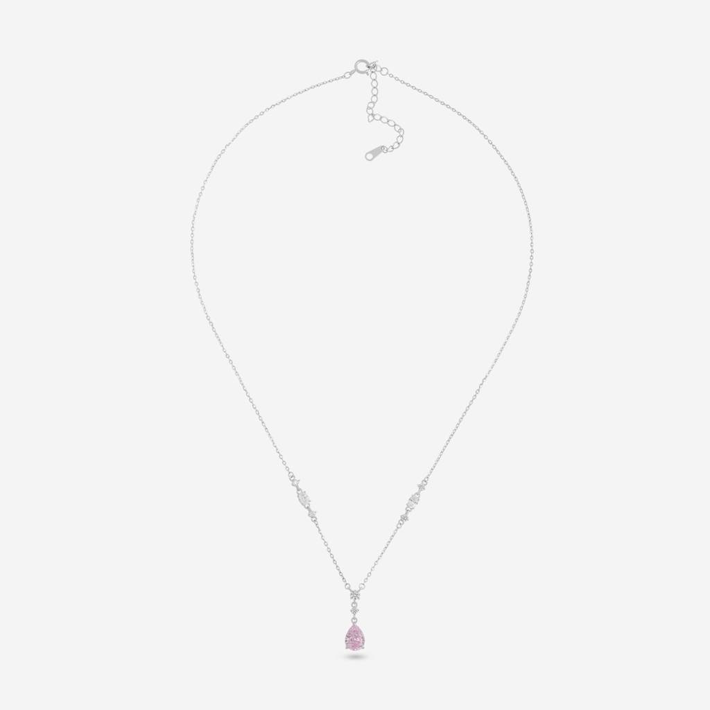 White Rodium Plated - Office Wear Silver Necklace - 466578 : 466579