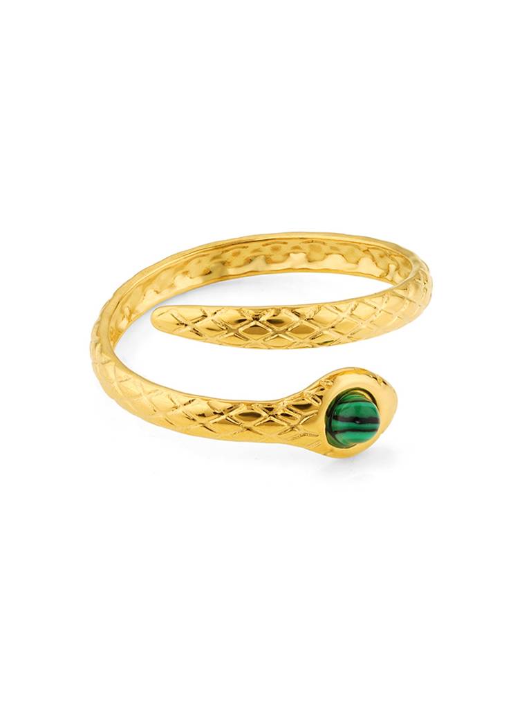 18K Gold Plated Serpent Ring Stainless Steel Waterproof & Anti-Tarnish(Free Size) : R59DGSS0G