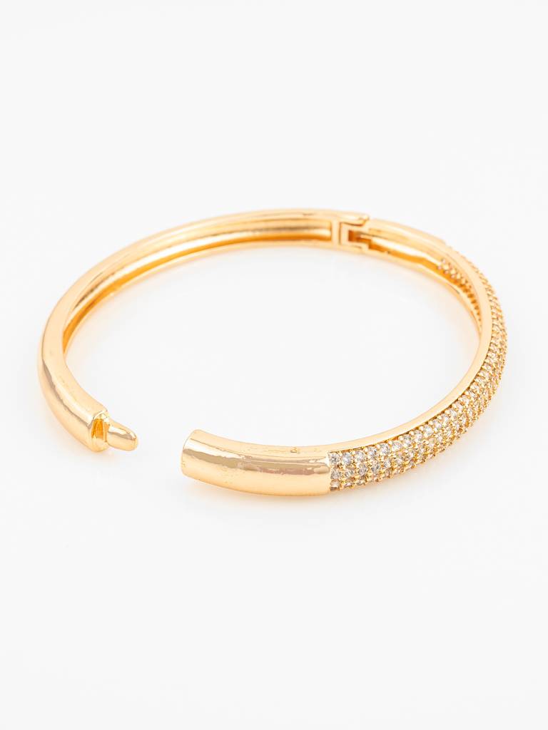 Gold Plated American Diamond Adjustable Kada Bangle For Women Â€“ Party Wear Traditional Jewellery : BG2590