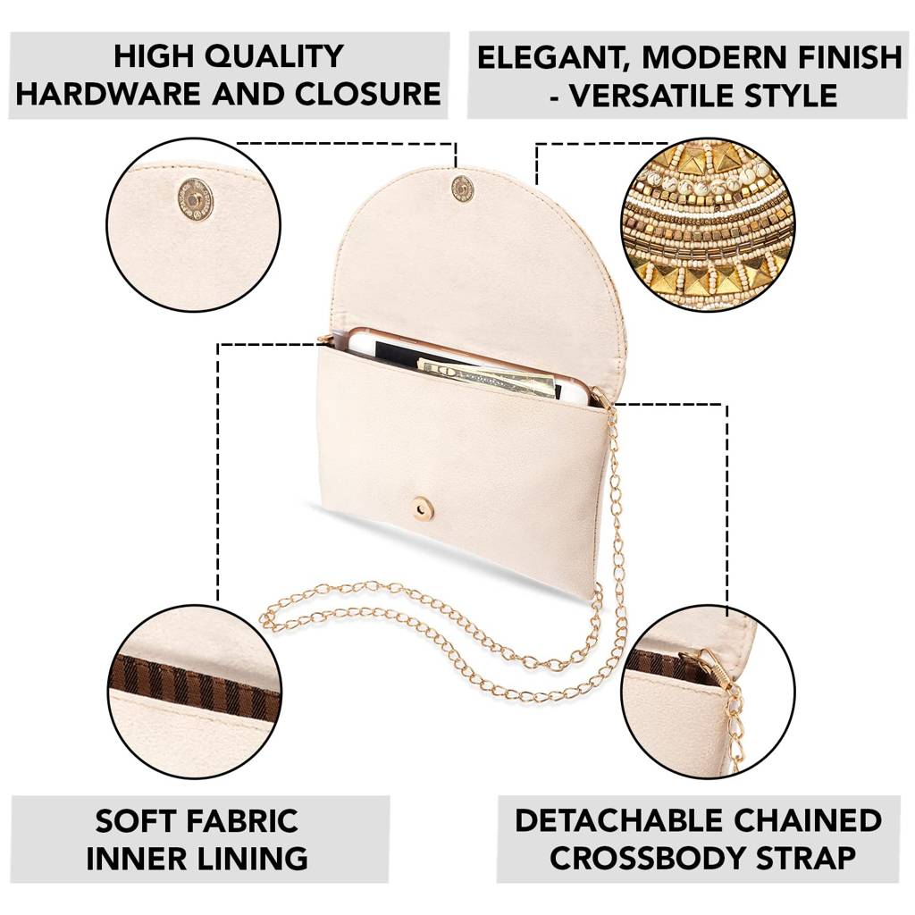 Clutch Purses For Women Wedding Handmade Evening Handbags Party Bridal Clutch (C12Bl) : C12CRM