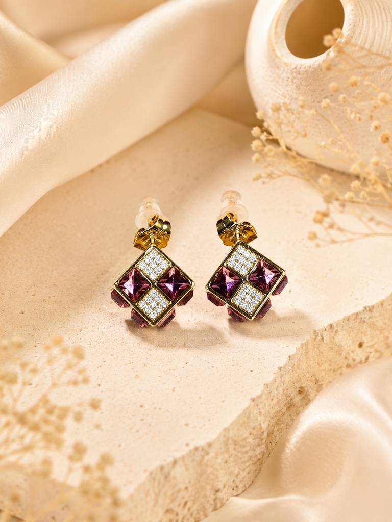 Gold Plated Cubic Crystal Earrings : AN-LJ-MA-0133-DE