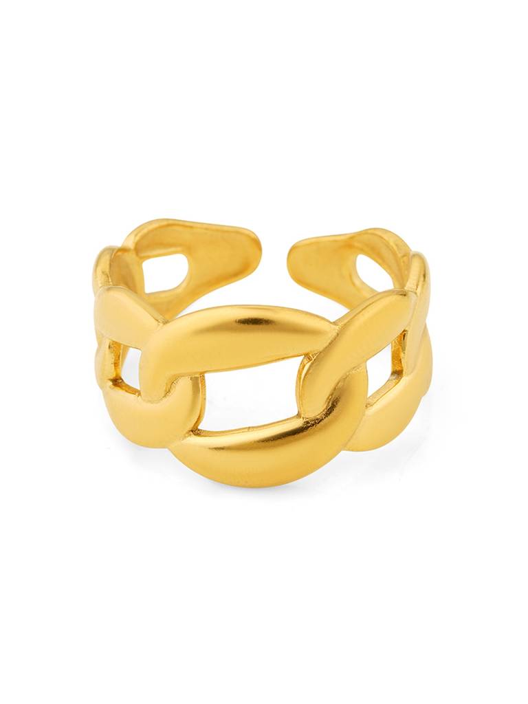 18K Gold Plated Goldunity Ring Stainless Steel Waterproof & Anti-Tarnish(Free Size) : R74SJSS0G