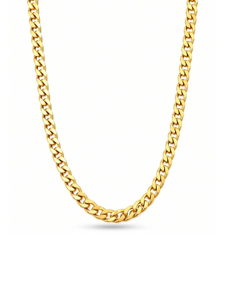 18K Gold Plated Stainless Steel Waterproof & Anti-Tarnish Golden Curb Necklace : N65ASSS0G