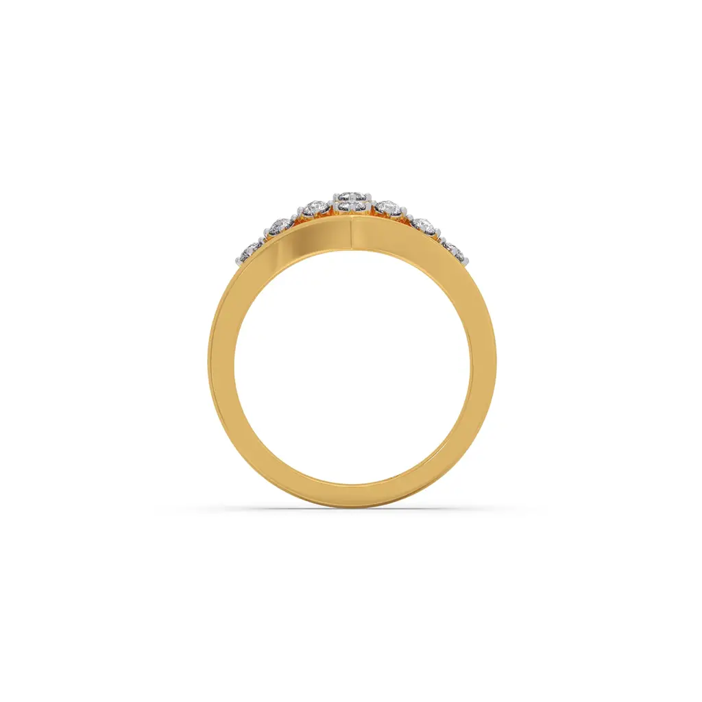 Floral Net Diamond Ring : LJ-R00718-09YGLGD-8