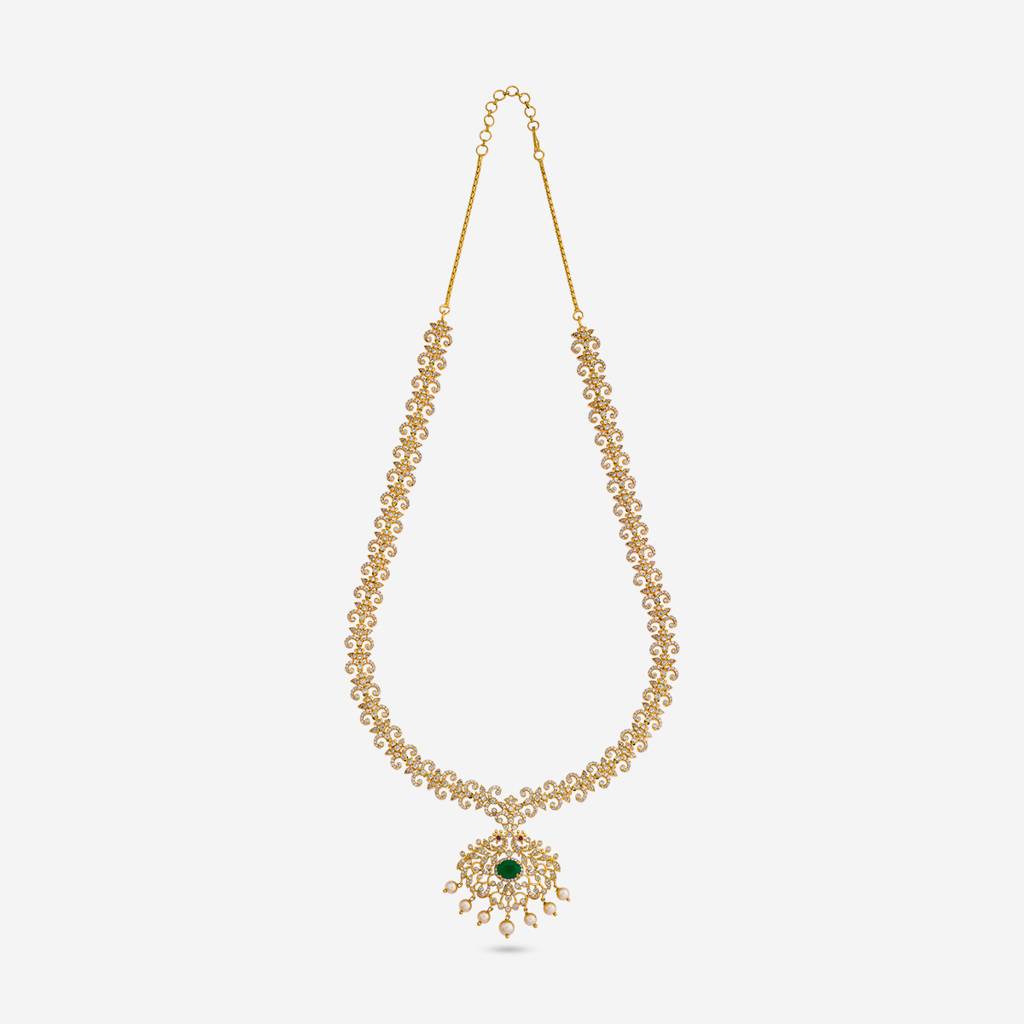 Gold Plated - Party Wear Zircon Necklace - 462468 : 462469
