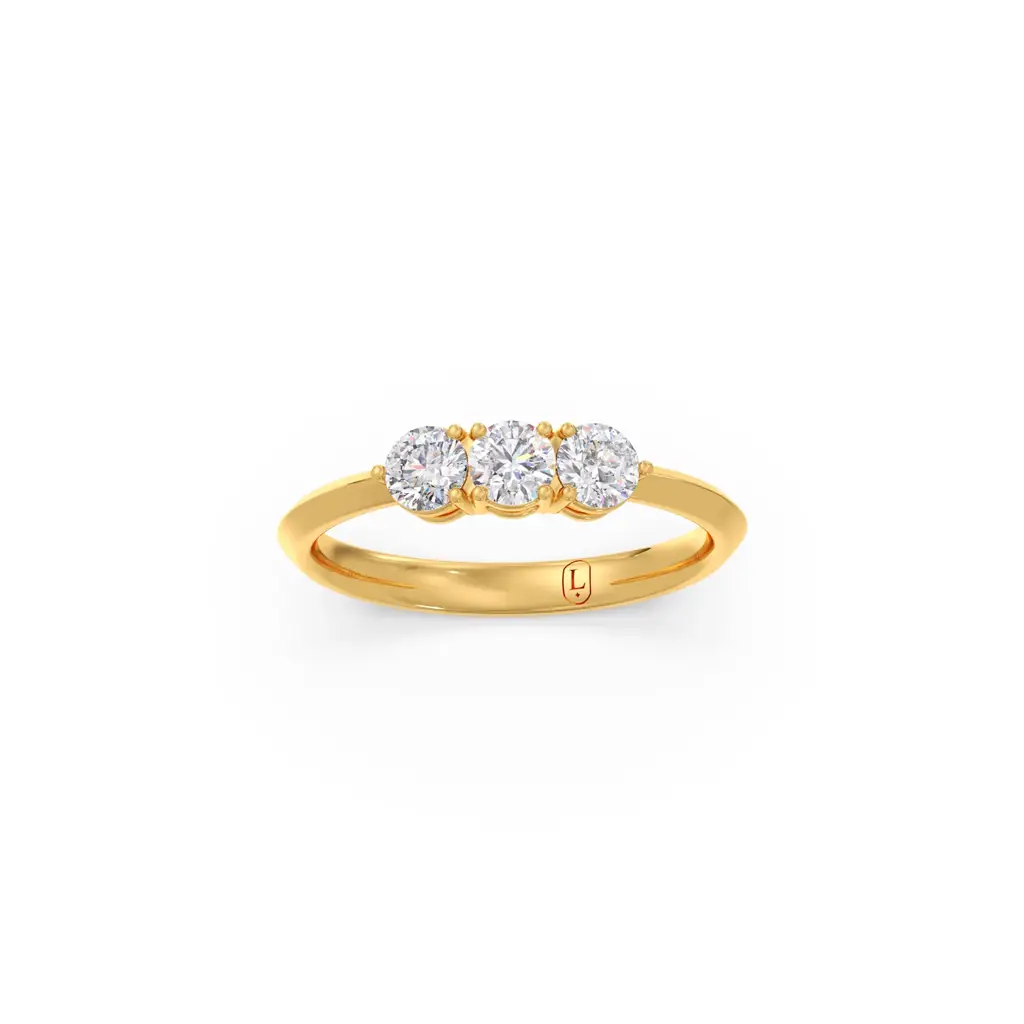 Classic Three-Stone Diamond Ring : LJ-R00603-14YGLGD-10