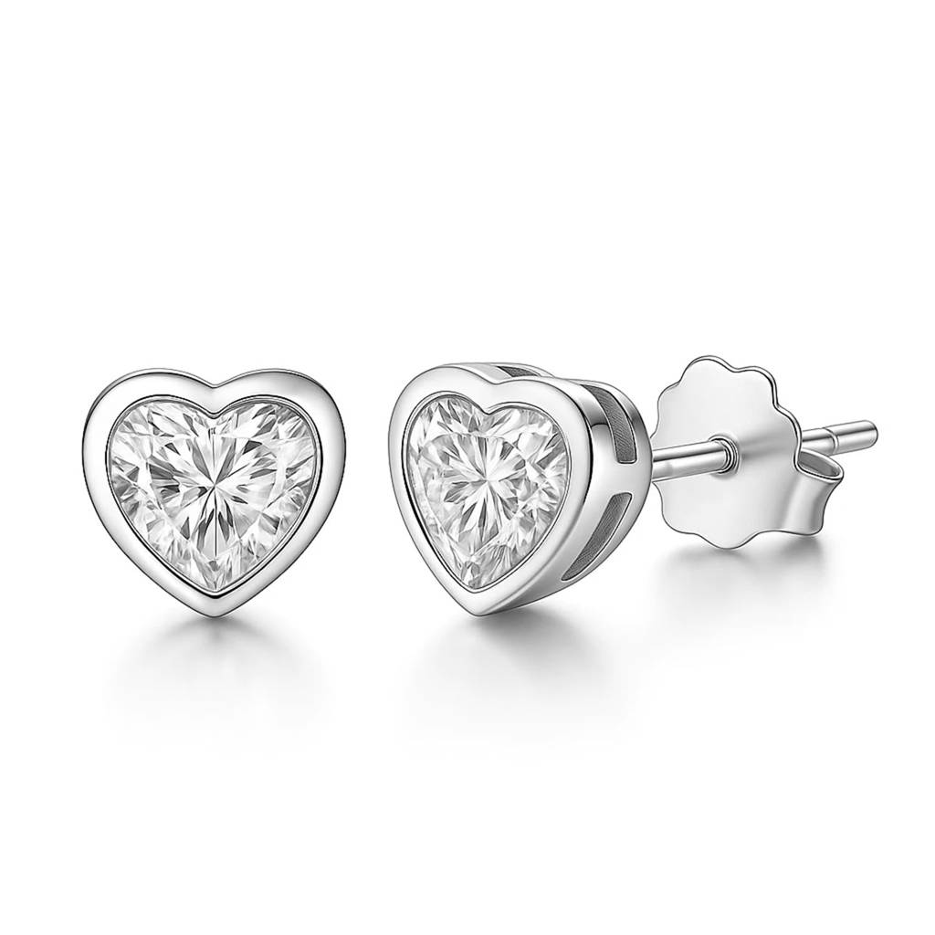 Silver Plated Crystal Studded Heart Shaped Stud Earring Fashion Jewellery Gift For Women & Girls : PX9E3062