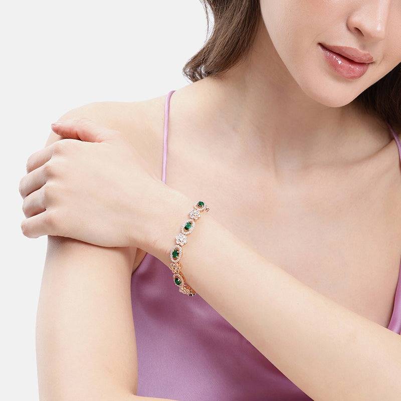 Rose Gold Plated Cz Tennis Bracelet For Women | Elegant Wear : AD-142-RGGNBR