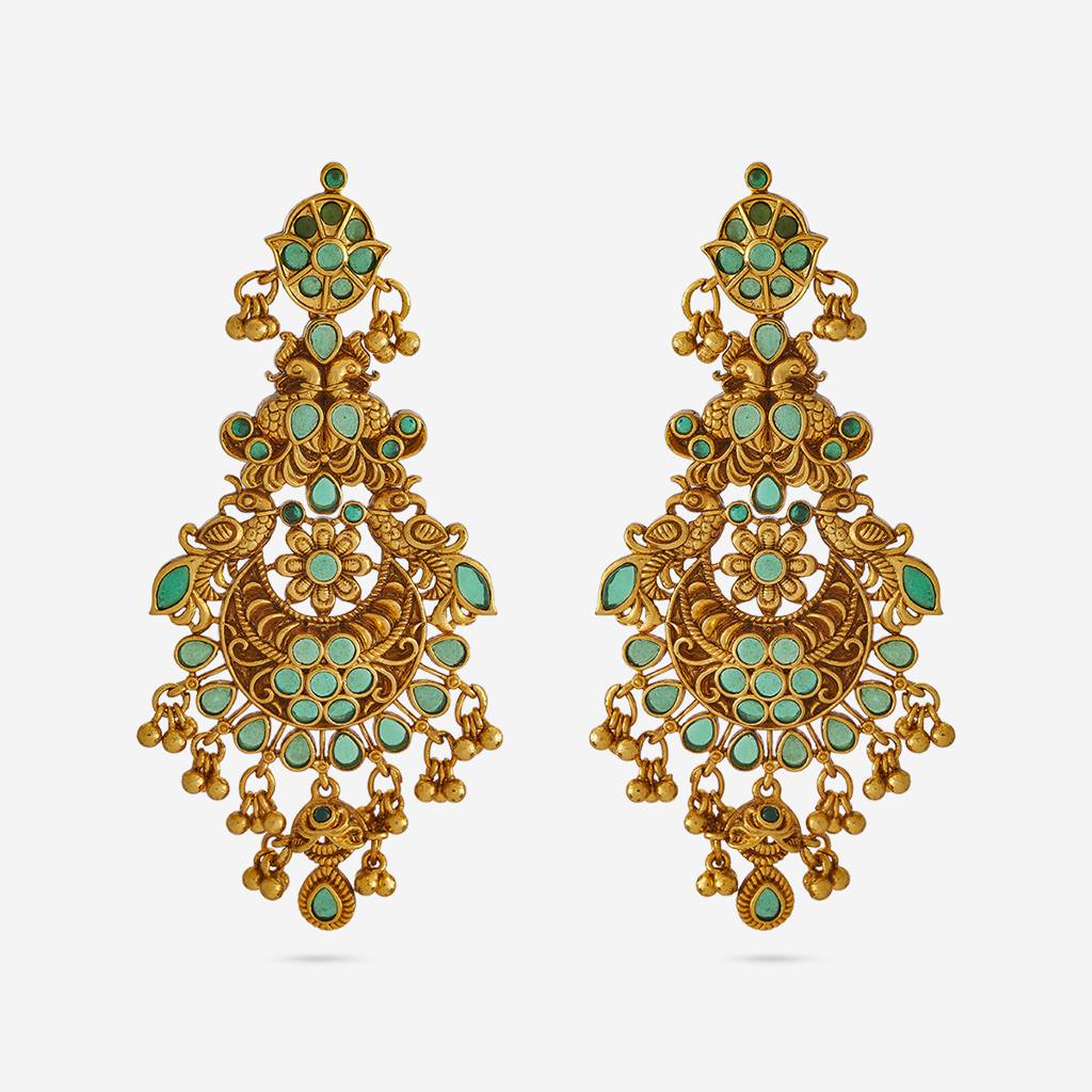 Green Gold - Plated Bridal Antique Earring - 441927 : 441927