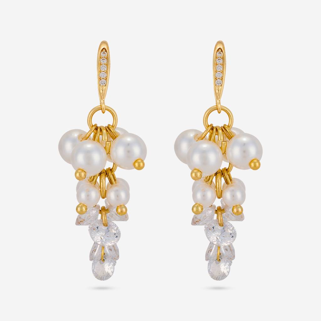 Pearl Gold - Plated Casual Wear Trendy Zircon Earring - 464622 : 464622