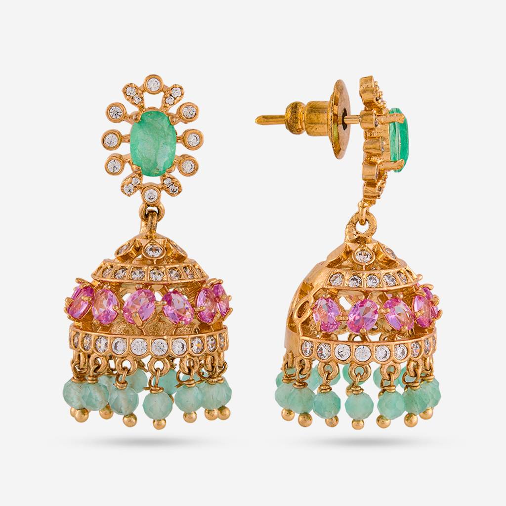 Gold-Rose - Plated Party Wear Zircon Earring - 470662 : 470662