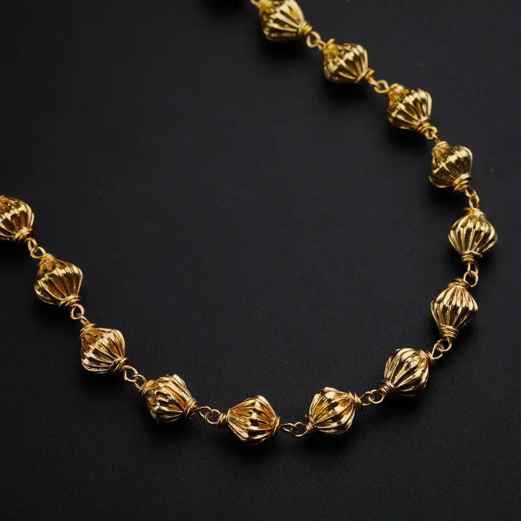 Silver Beads Necklace |  92.5 Silver | 22K Gold Plated : 84747671