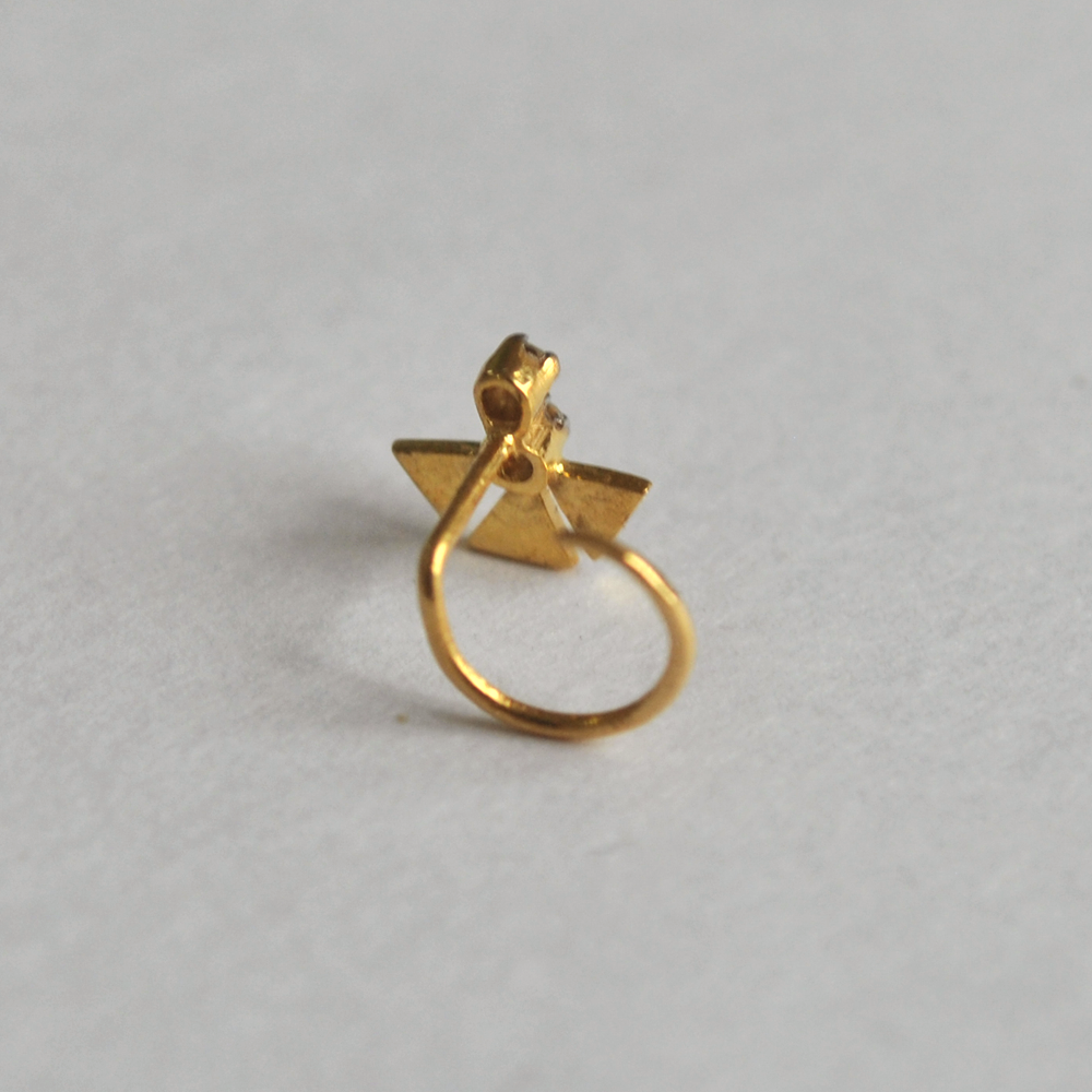 Natural Diamond Warli Nose Pin In 14K Gold C Wire : NP008-14Y-C-S