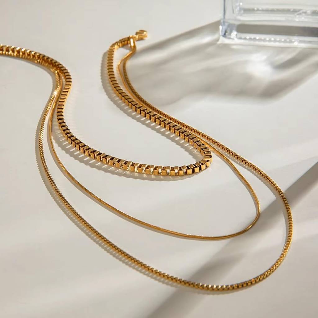 Riviera Triple Layered Necklace - Gold | 18K Gold Plated | Waterproof, Hypoallergenic & Anti-Tarnish : DSVDJD05250046