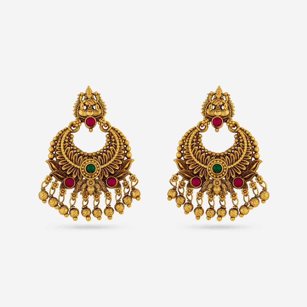 Ruby-Green Gold - Plated Festive Antique Earring - 467613 : 467613