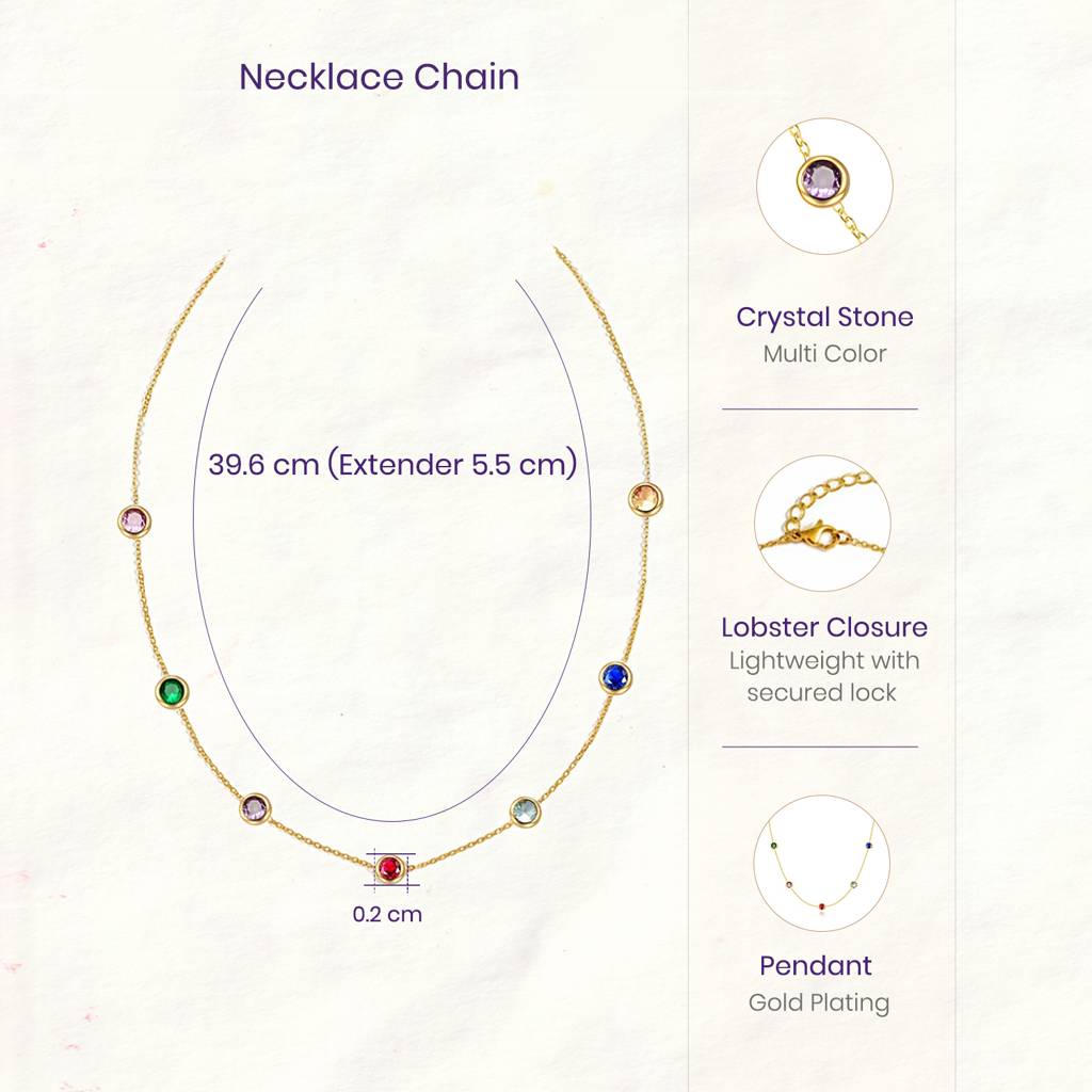 Multi-Color Crystal Studded Gold Plated Fancy Chain Necklace Jewellery For Women & Girls : PX9CH171GML