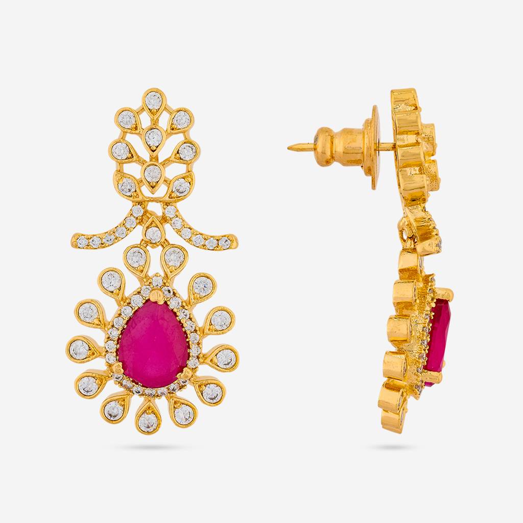 Ruby Gold - Plated Party Wear Zircon Earring - 455418 : 455418