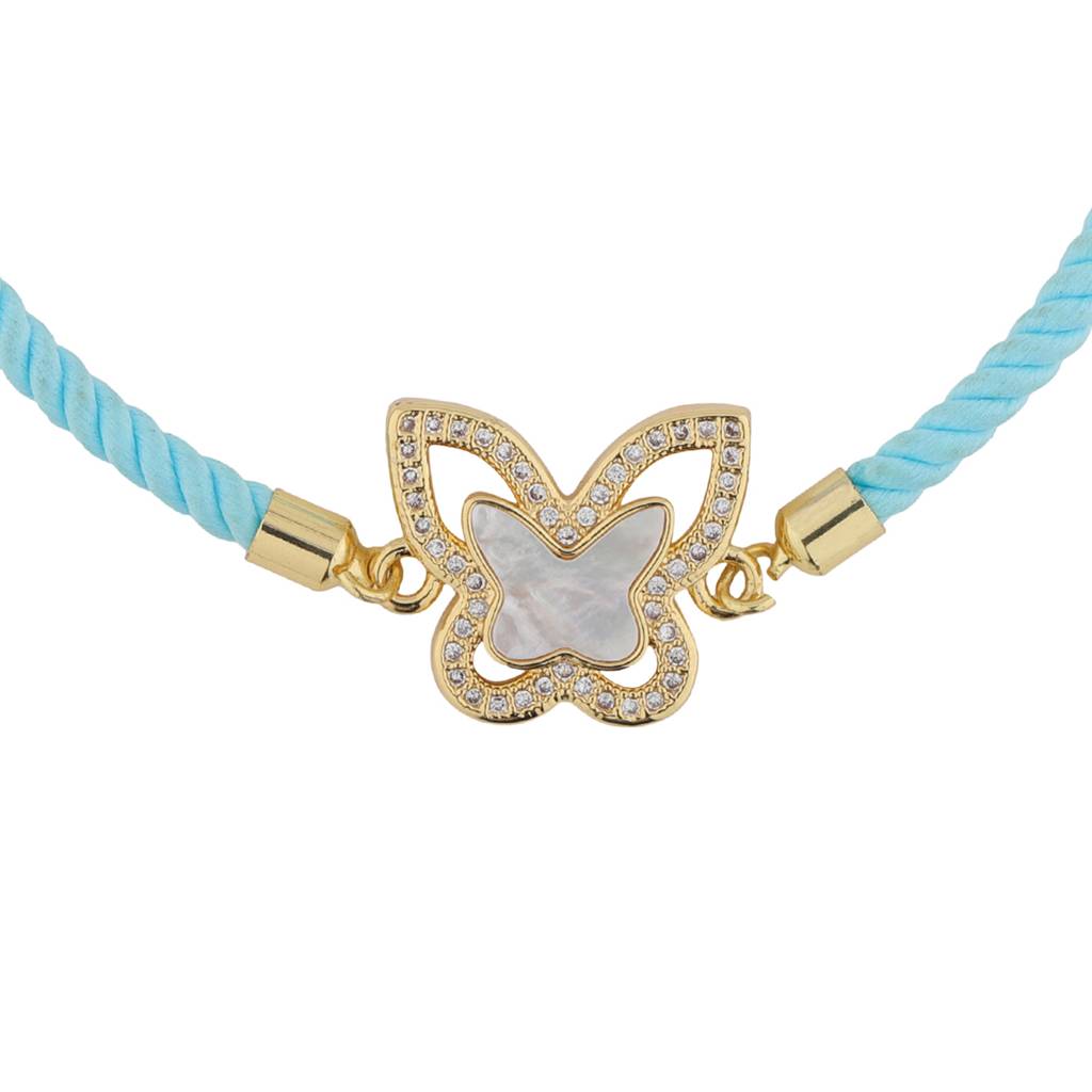 Butterfly Bliss Beaded Bracelet Style Rakhi For Your Sister Wrist : 8905124561173