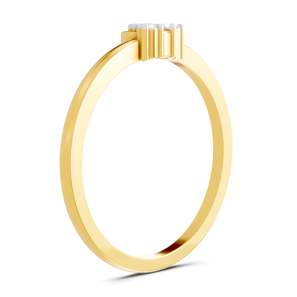 Lab Grown Diamond 0.08Ct 925 Sterling Silver Gold Plated Half Ring : SQR14667-RG-925S-008CT_5