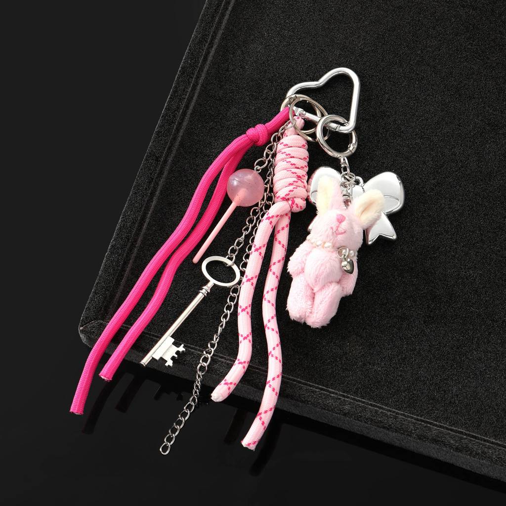Pink Bunny Keyring Charm For Bags & Backpacks : C-BG-0012-PK