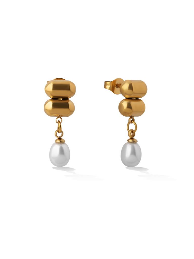 Dual Bar Pearl Accent Earrings For Women - Waterproof & Anti-Tarnish : ER0180