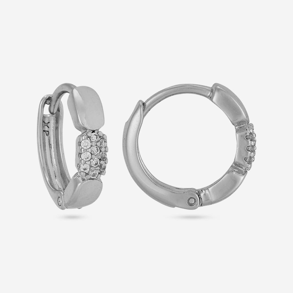 White Rhodium - Plated Casual Wear Trendy Zircon Earring - 460480 : 460480