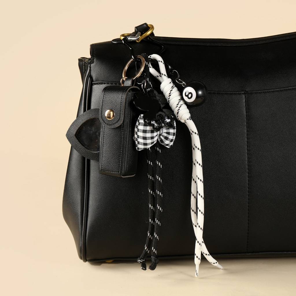Gingham Bow Lipstick Case Bag Charm : C-BG-0088-BK