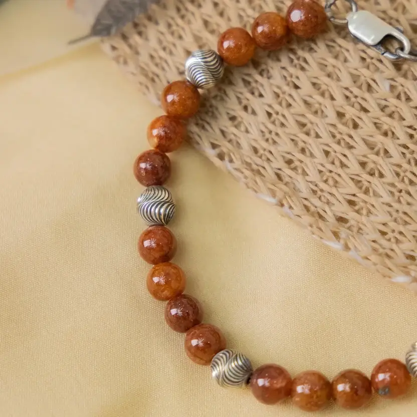 Aventurine Orange Silver Bracelet : ZV-BRC-NAT-002