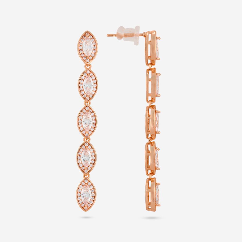 White - Plated Casual Wear Trendy Zircon Earring - 466911 : 466913