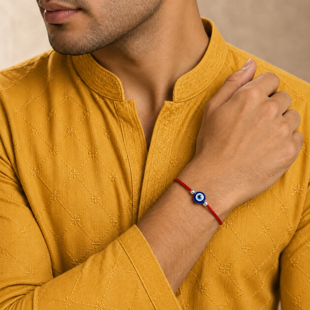 925 Sterling Silver Evil Eye Protection Rakhi : SMK-RKH-006