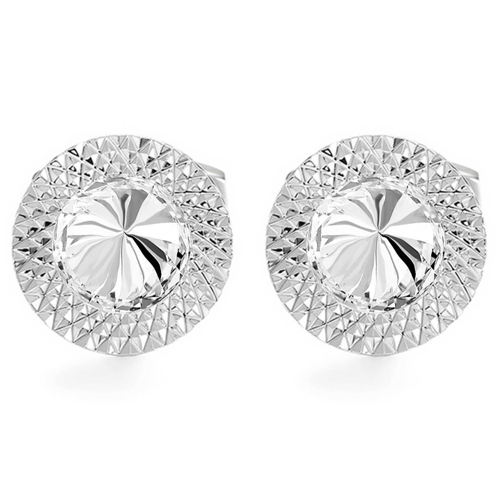 White Silver Plated Cufflinks Set Stylish Wedding Business Accessories For Men & Boys - Valentines Gift For Him : PX9CL22W