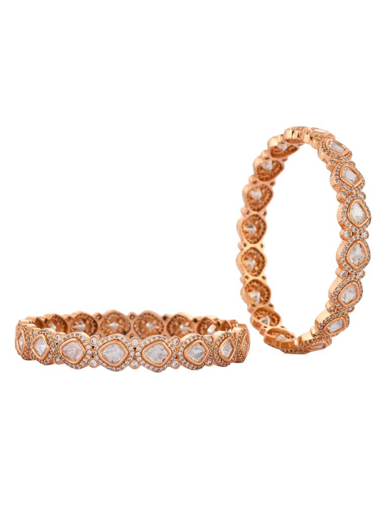Sparkling Elegance Classic Kundan American Diamond Bangles : 8905124527322