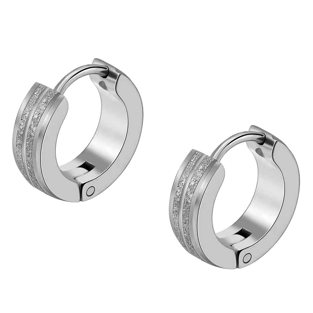 Silver Plated Stainless Steel Stylish Huggie Hoop Earrings For Men & Women (1 Pair) : PX9E66S
