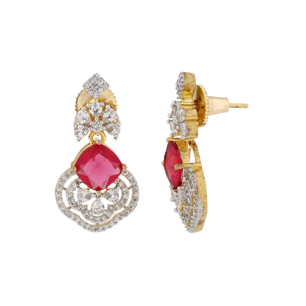 Sparkling Elegance Radiant Loop American Diamond Dangler Earrings : 8905124553536