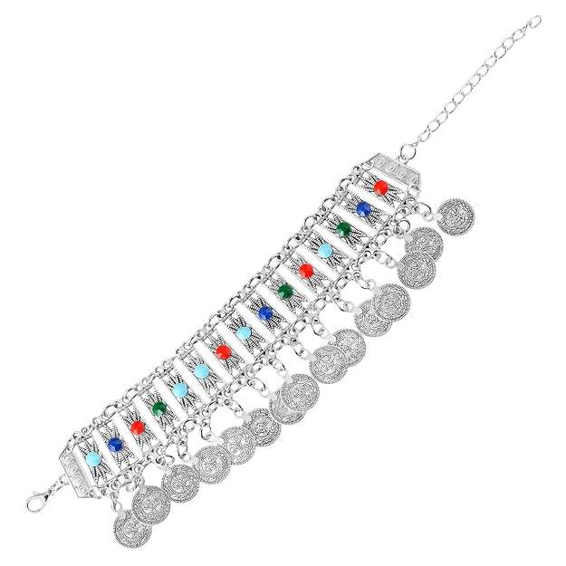 Crystals Studded Coin Tassels Bracelet Ethnic Jewellery For Women & Girls. : PX9B177OX