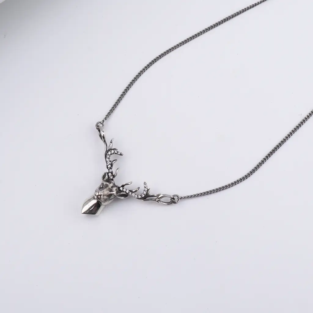Silver Deer Pendant With Chain : 24238487