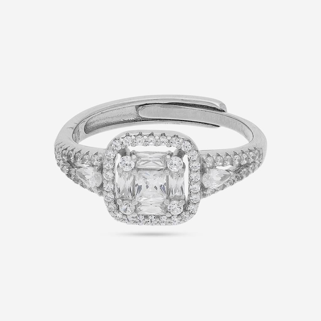 White - Plated Office Wear Silver Finger Ring - 453179 : 453180
