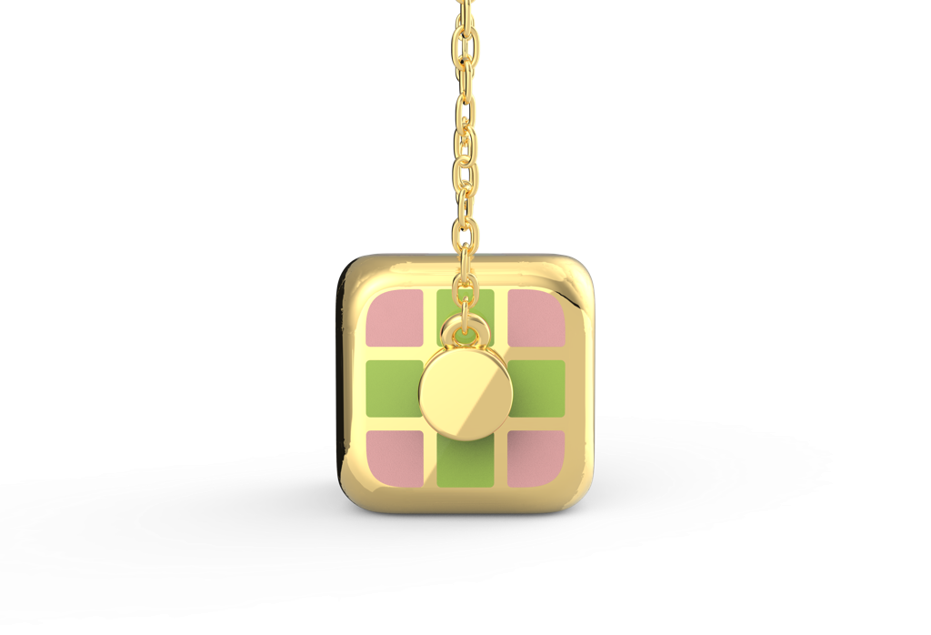 Quirky Cube Spinning Necklace : E-925YellowZNP170F0
