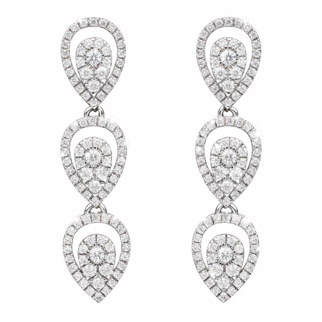 925 Silver Triple Teardrop Cz Dangle Earrings Bridal : SE_000962