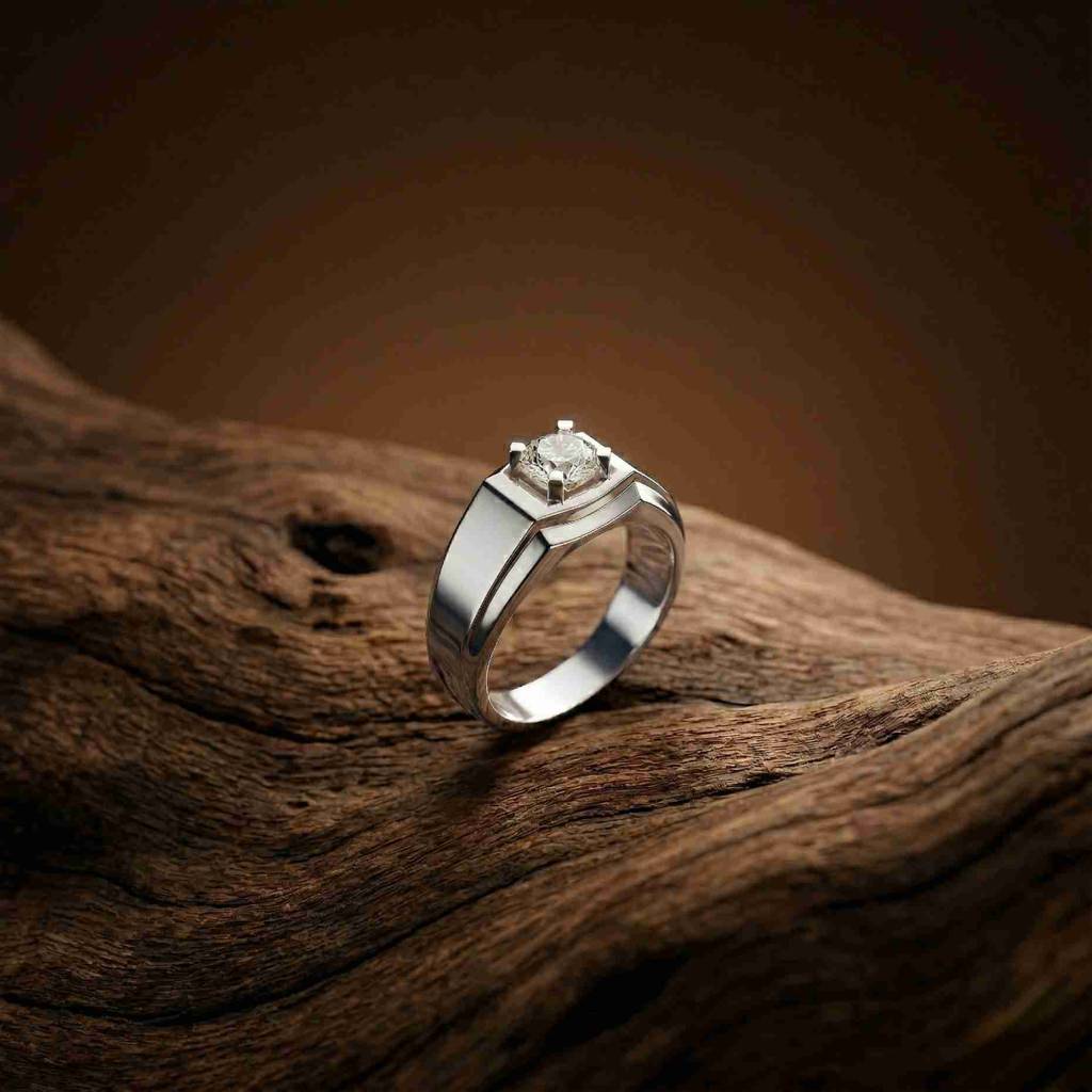 0.75Ct Moissanite Bold Bezel Set Solitaire Ring For Men'S : ZLM-10094-14N