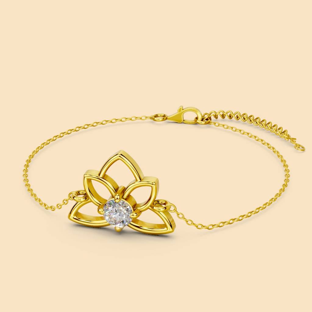 22K Gold Vermeil |Lotus Grace Bracelet| Pure 925 Sterling Silver With The Thickest Gold Layer : TSBR-LOT-22K-70024