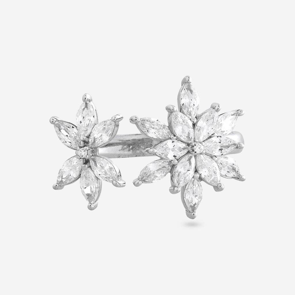 White Rodium Plated - Office Wear Silver Finger Ring - 465877 : 465877