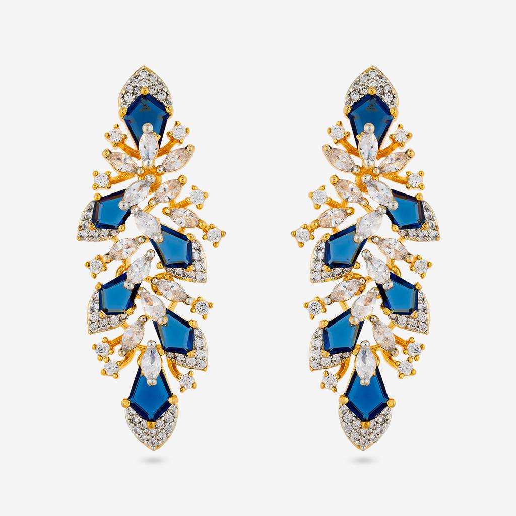 Rhodium-Gold - Plated Party Wear Zircon Earring - 457795 : 457797