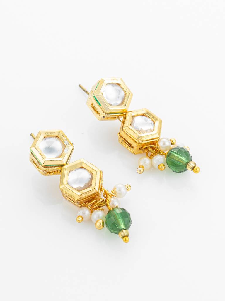 Long Pearl Strand Hexagonal Necklace Set : NK4850