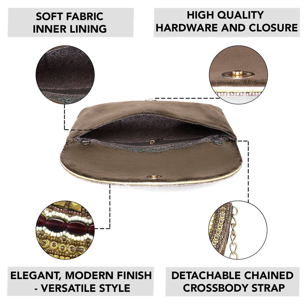 Clutch Purses For Women Wedding Handmade Evening Handbags Party Bridal Clutch (C12Bl) : C12BR