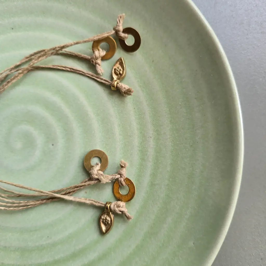 Peach Onyx Lumba Bracelet With Brass Charms : Lumba05