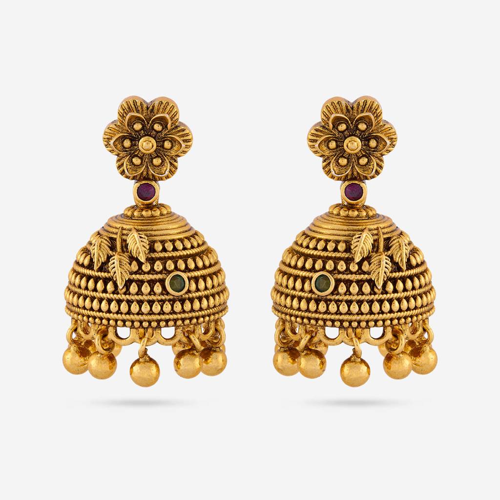 Ruby-Green Gold - Plated Festive Antique Earring - 469902 : 469902