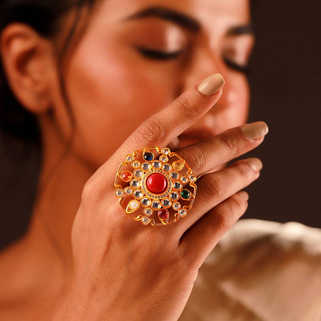 Navratna Divine Statement Ring : 8905124570724