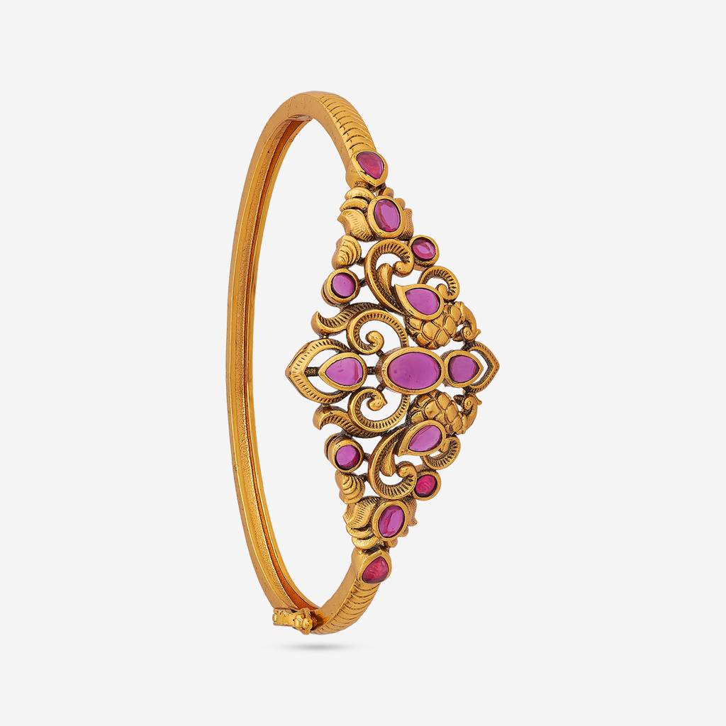 Ruby Gold - Plated Festive Antique Kada - 454924 : 454924